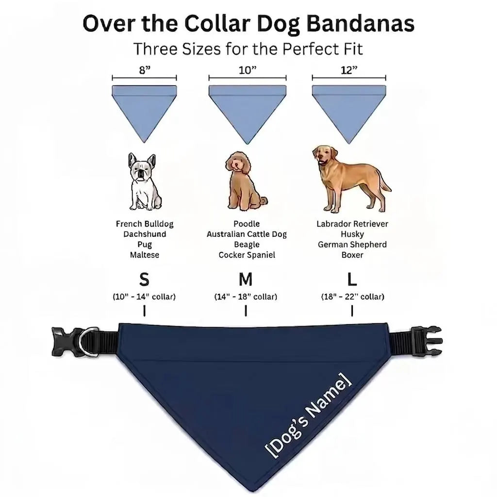 Custom Embroidered Dog Bandana | Personalized Over Collar Pet Accessory